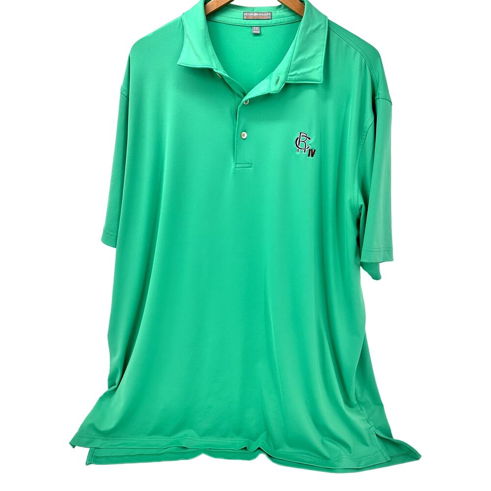 Peter Millar Polo Shirt Mens‎ XL Summer Comfort RC IV LOGO Green Classic Coastal